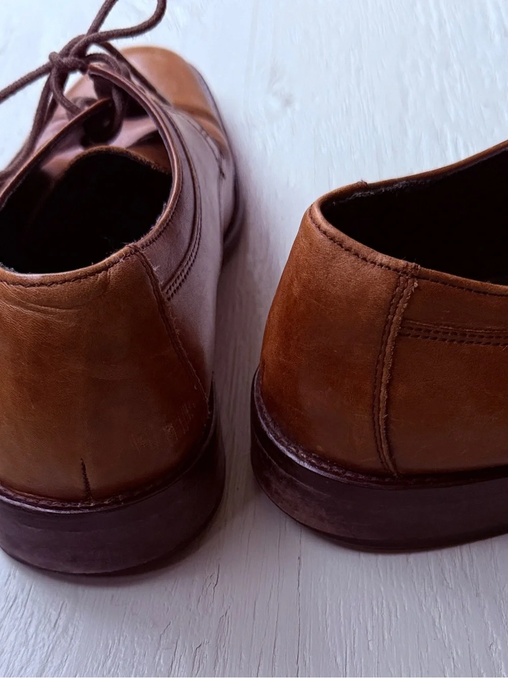 Johnston & Murphy Cognac Leather Cap-Toe Derby Shoes Sz 9/5M